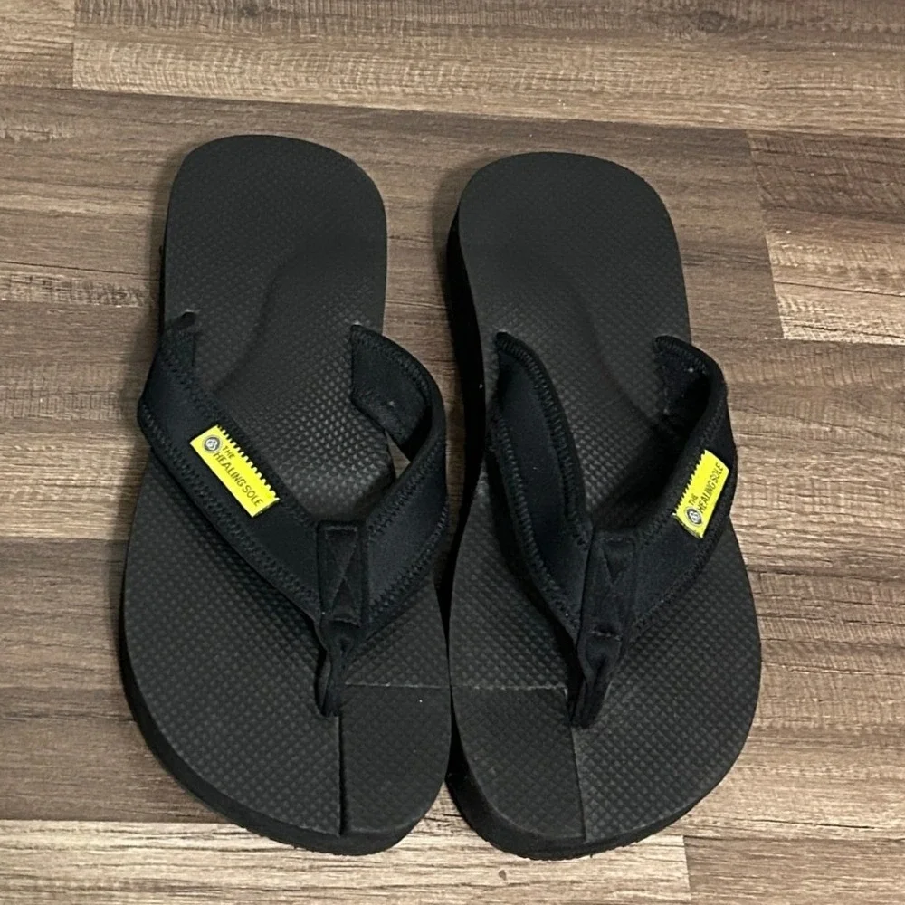 The Healing Sole Flip Flop Sandals Mens 8 Women 9.5 Black Recovery Orthopedic